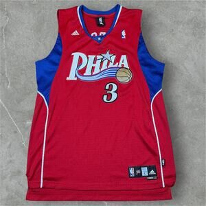 Adidas Allen Iverson Philadelphia 76ers Phila Jersey Red L +2 2007-09 Rare HTF
